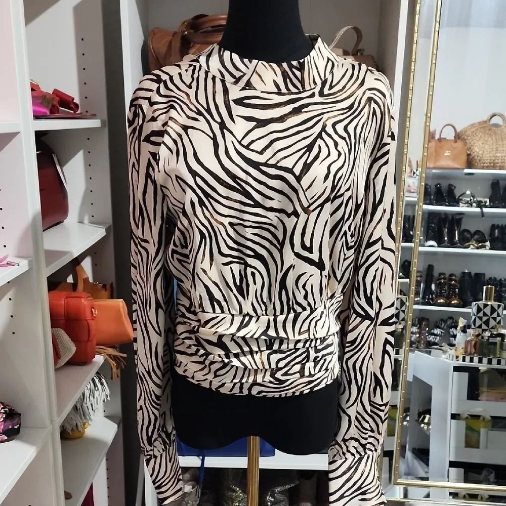 Rachel Zoe Zebra Print Long Sleeve Blouse